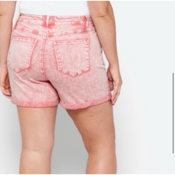 1822 Denim Women’s 14W High Rise Annabeth Roll Short Pink Stretch Summer - Picture 4 of 12
